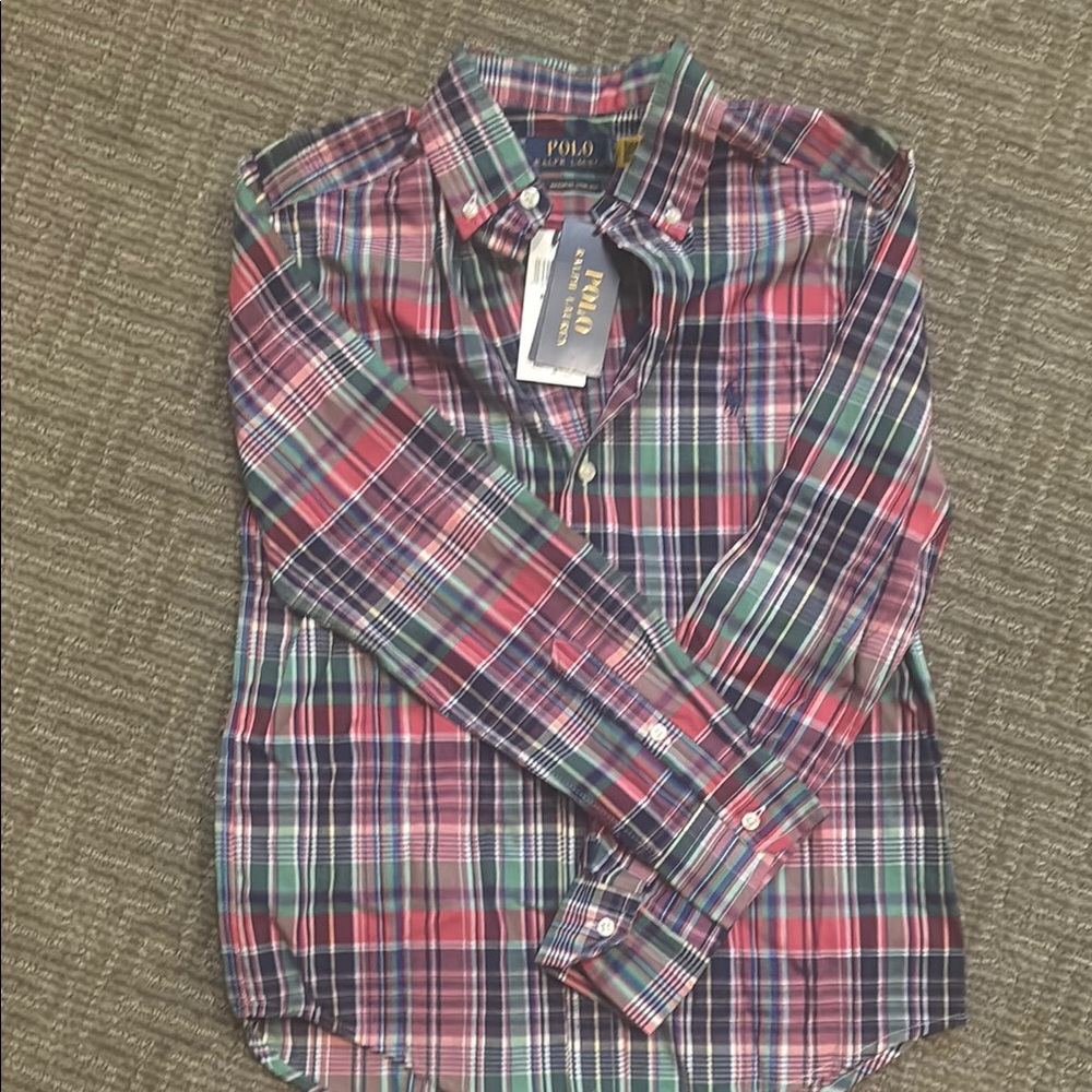 Polo by Ralph Lauren Red and Blue Casual Button Down Shirt